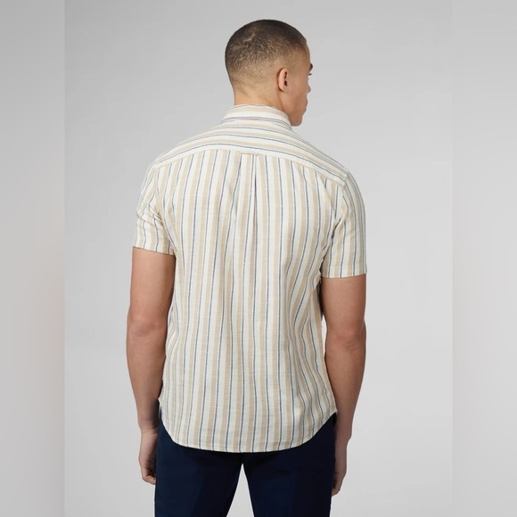 Ben Sherman Men's Signature Mod Stripe Shirt Sz 2XL Blue Green Stripe - Picture 4 of 7